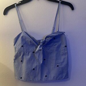 Chic Blue Crop Camisole with Tie Front - Like New